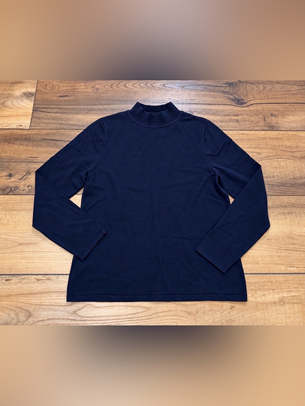 Vintage Pendleton Navy Long Sleeve Mock Neck Shirt Silk Top